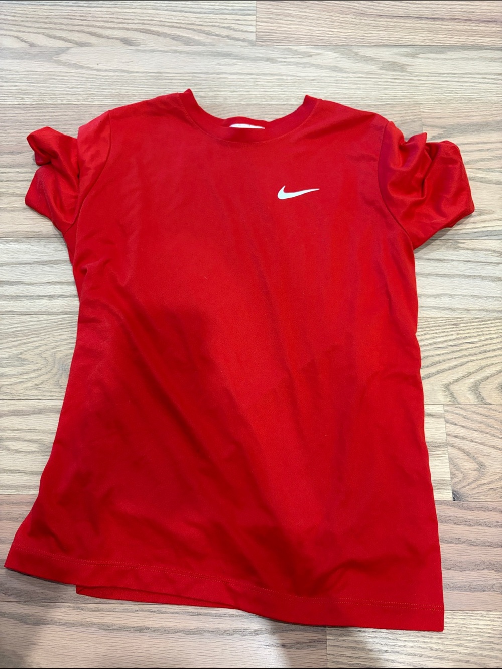 Nike Kids Red Short Sleeve Athletic Tee with White Swoosh
